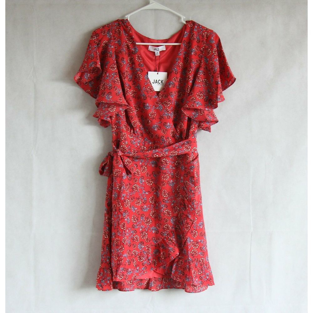 Jack by BB Dakota Sz 6 Dress Red Ruby Floral